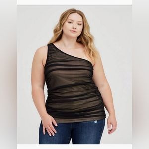 NWT 4X MESH ONE SHOULDER TOP
